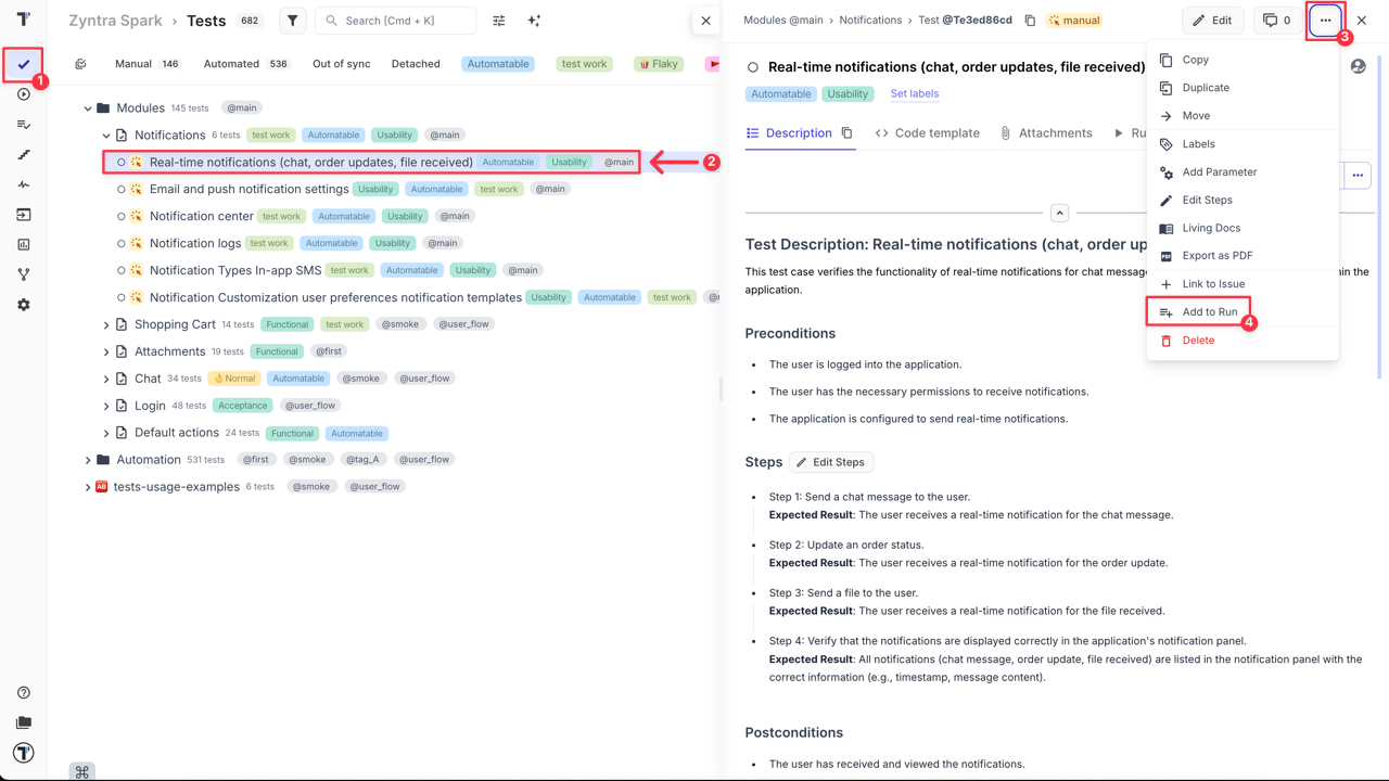 Testomat.io - add test case from Tests page